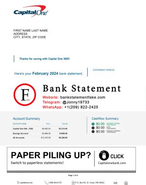 Fake capital one bank statement template