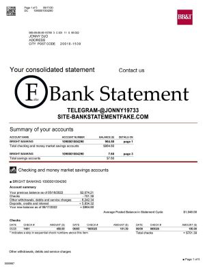 Fake bb&t bank statement template