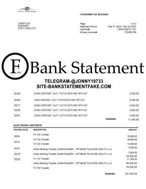 Fake fifth third bank statement template