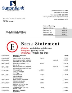 sutton bank statement template