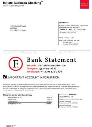 Fake wells fargo bank statement template