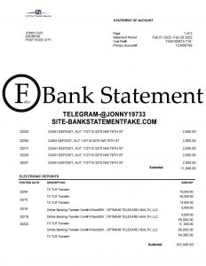 fifth third bank statement template