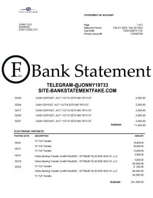 fifth third bank statement template