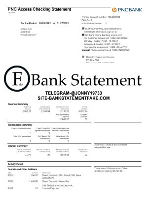 pnc bank statement template