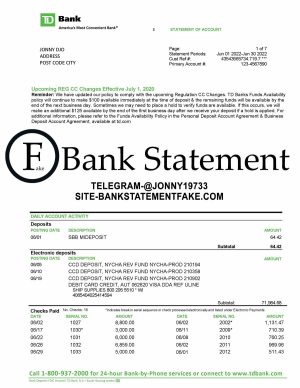 td bank statement template